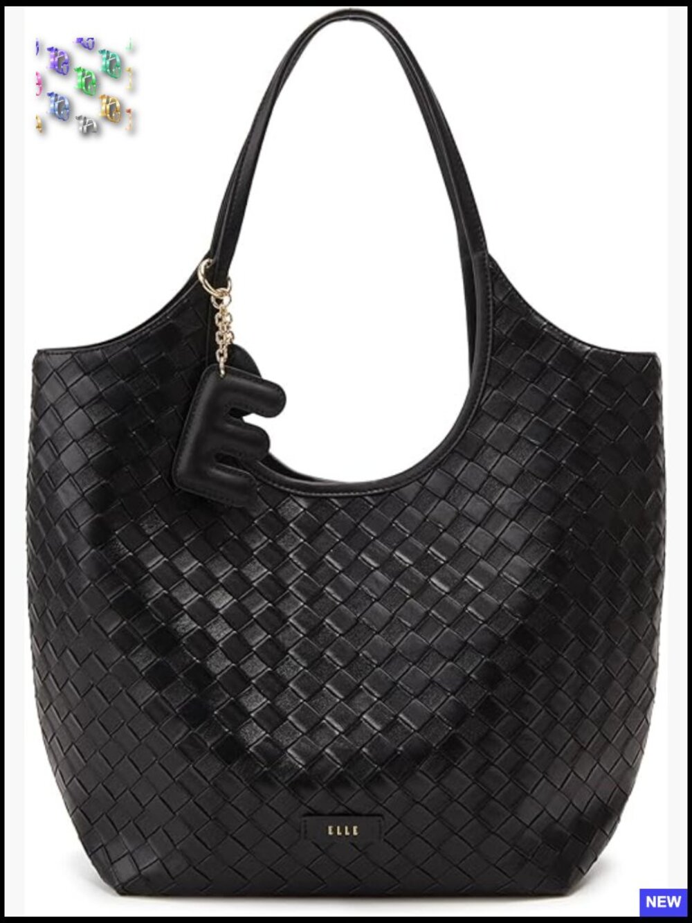 Large Woven Vegan Leather Tote Bag Lightweight Commute Shopping Elegant